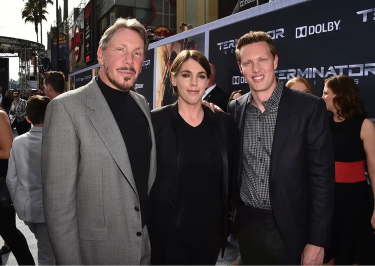 Od lewej Larry Ellison, Megan Ellison i David Ellison