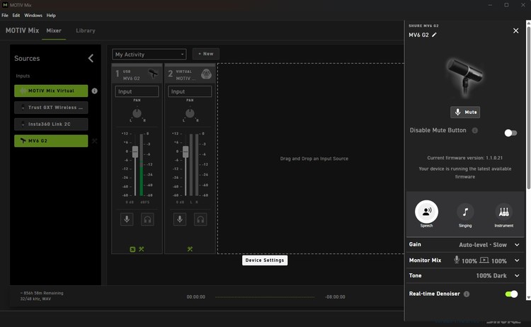 Aplikacja Shure MOTIV Mix