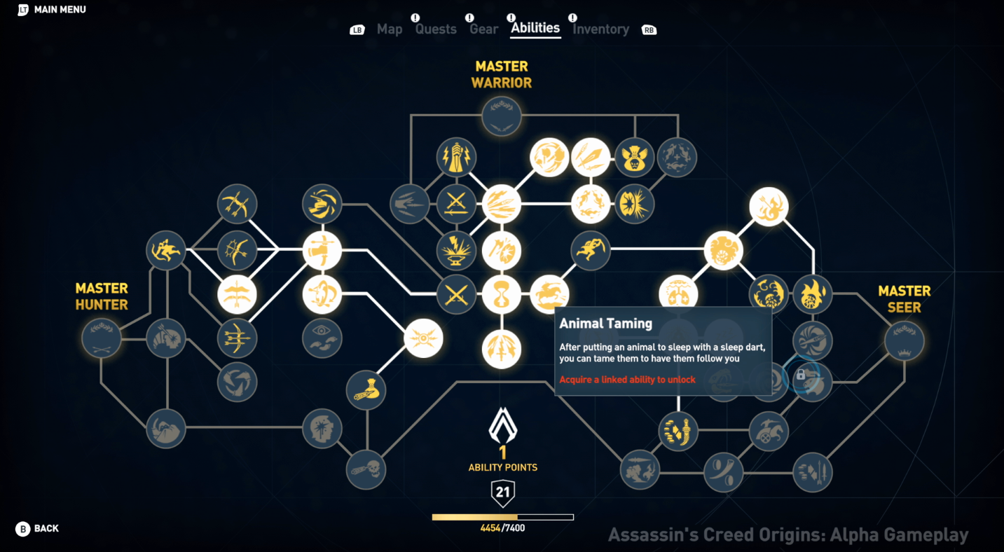 Assassin's Creed: Origins - drzewka rozwoju