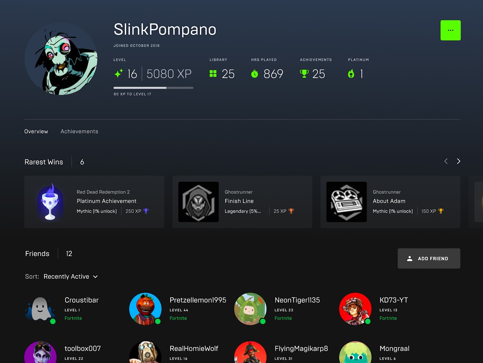 Epic Games Store - Profile i osiągnięcia
