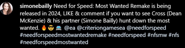 Nadchodzi remake Need for Speed: Most Wanted? Aktorka mogła zdradzić plany Electronic Arts, Need for Speed: Most Wanted otrzyma remake? Aktorka mogła zdradzić zbyt wiele