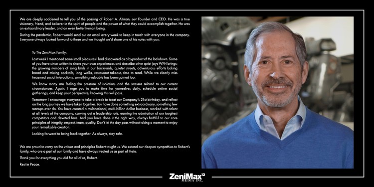 Zmarł Robert A. Altman, współzałożyciel Bethesdy i grupy ZeniMax Media