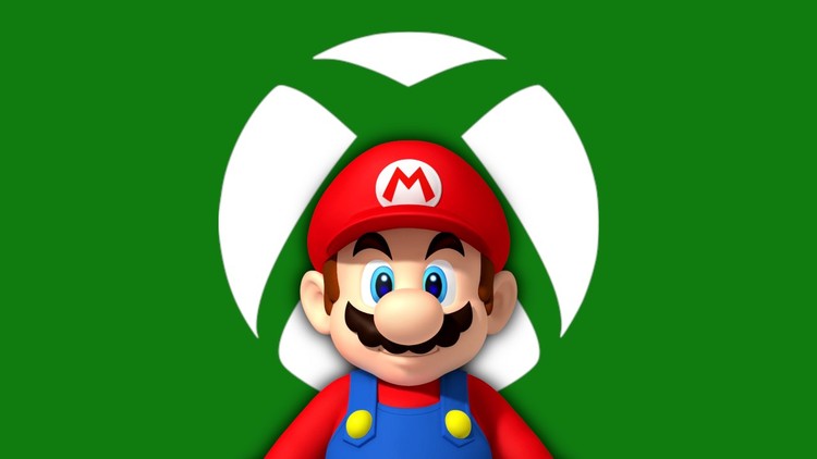 Mario odpalony na konsoli Xbox.