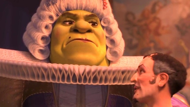 Shrek: Nie złość się, ja tylko się tak z tobą droczę! A poważnie, to masz bardzo fajny kaftan. Nie wiesz, czy mają też...