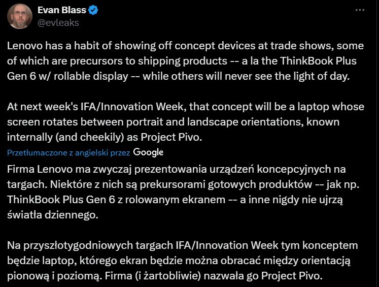 Kolejny eksperyment Lenovo na IFA