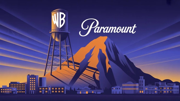Paramount przejmuje Warner Bros – grafika wygenerowana przez AI