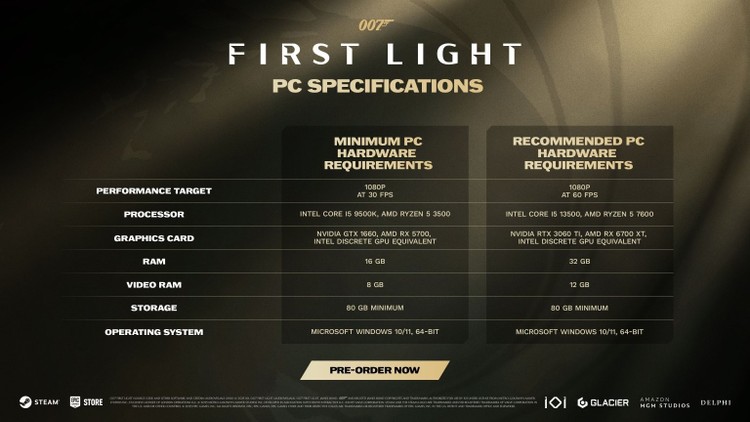 007 First Light – wymagania sprzętowe na PC, 007 First Light zaskakuje wymaganiami sprzętowymi. 32 GB RAM i 12 GB VRAM już przy 1080p