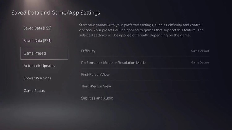Predefiniowane ustawienia gier na PS5 mogą okazać się dla graczy przydatną opcją