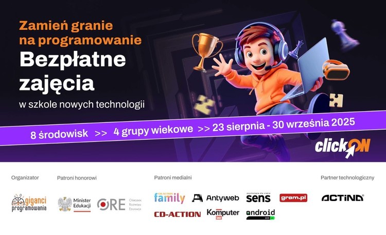 ClickON – darmowe warsztaty programowania dla dzieci i młodzieży, ClickON – zamień granie na programowanie. Rusza nowa edycja bezpłatnych warsztatów