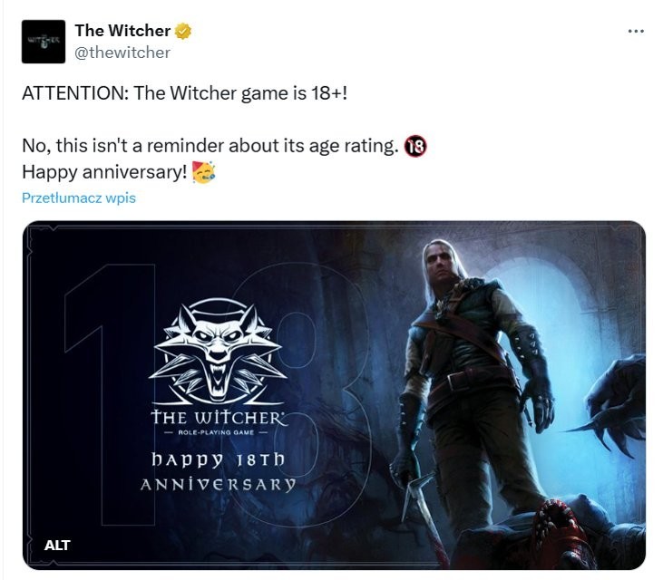 Wiedźmin – 18 rocznica premiery pierwszej części