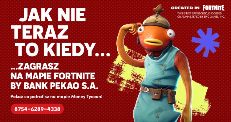 Pierwsza mapa finansowa w Fortnite, Bank Pekao z mapą Money Tycoon w Fortnite