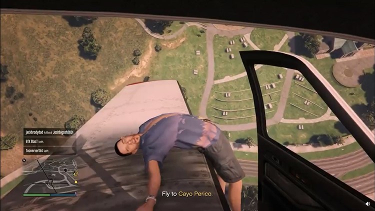 GTA Online – wideo prezentuje NPC-a przyklejonego do skrzydła samolotu