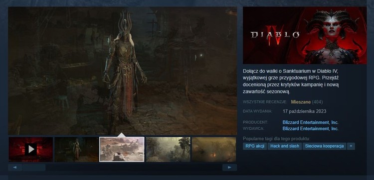 Diablo 4 już dostępne na Steam. Hit Blizzarda atakowany negatywnymi recenzjami