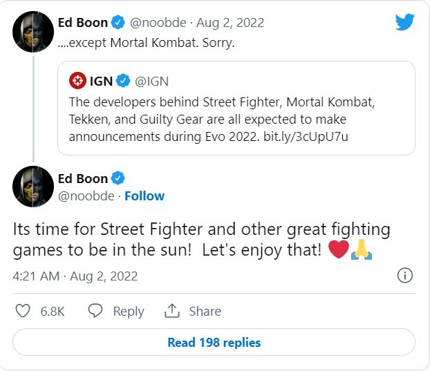 Ed Boon nie ma dobrych wieści dla graczy czekających na zapowiedź Mortal Kombat 12, Mortal Kombat 12 bez zapowiedzi na EVO 2022. Ed Boon rozwiewa nadzieje graczy