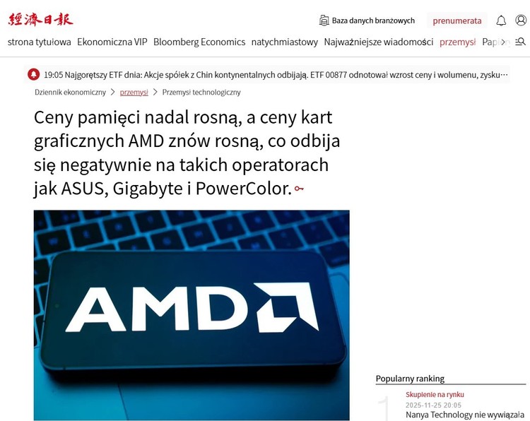 Tłumaczenie informacji o wzroście cen GPU od AMD