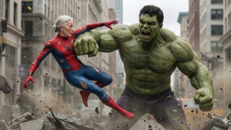 Ciocia May kontra Hulk – wizualizacja wygenerowana przez AI