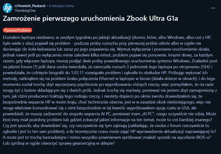 Problemy z oprogramowaniem niektórych laptopów HP