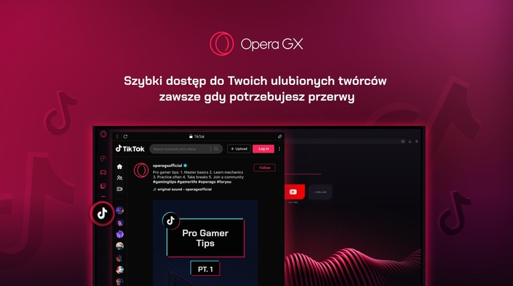 Opera GX i TikTok kolejny raz razem, Opera GX dodaje TikToka do paska bocznego przeglądarki