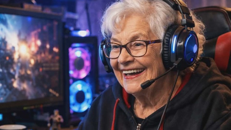 Grająca babcia – grafika wygebnerowana przez AI