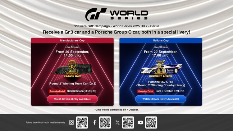 Startuje Gran Turismo World Series 2025, Gran Turismo 7 rozdaje darmowe auta i 2 miliony kredytów w kampanii World Series o ile dobrze typujecie