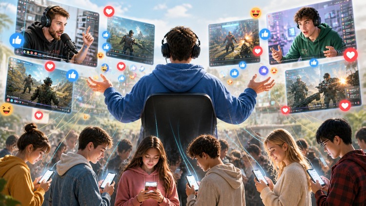 Oglądanie streamerów – grafika wygenerowana przez AI