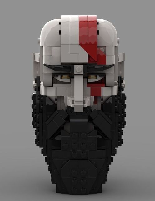 Głowa Kratosa zbudowana z Lego, God of War – głowa Kratosa zbudowana z Lego