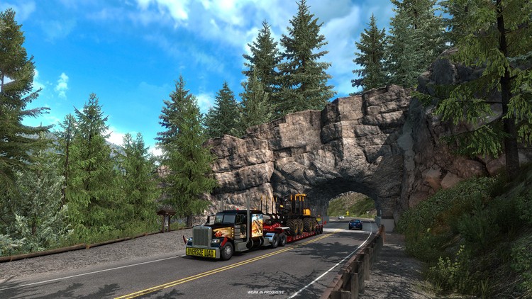 Górskie widoczki na gameplayu z DLC Colorado do American Truck Simulator