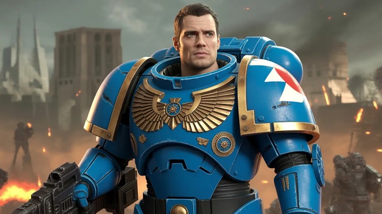 Henry Cavill jako Kosmiczny Marines w Warhammerze 40,000 – grafika wygenerowana przez AI