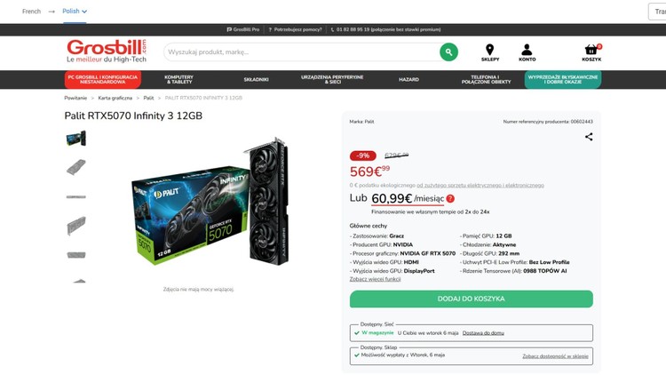 GeForce RTX 5070 za 569 euro we Francji