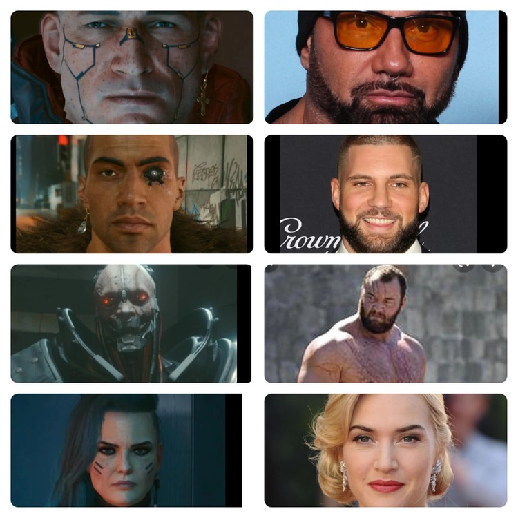 Jackie - Dave Bautista; River - Florian Munteanu; Adam Smasher - Hafþór Júlíus Björnsson; Rogue - Kate Winslet