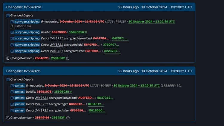 Aktualizacje Concord w serwisie SteamDB