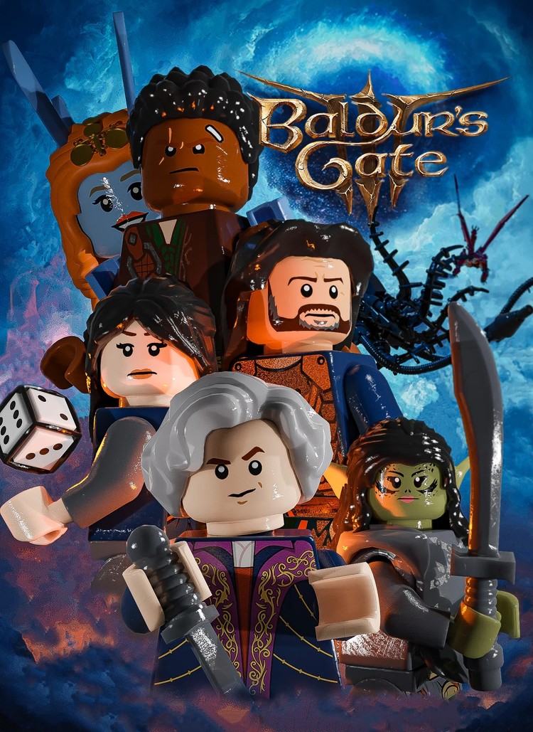Baldur’s Gate 3 – okładka w wersji LEGO stworzona przez fana, Baldur’s Gate 3 w wersji LEGO. Powstała specjalna okładka z klockowymi bohaterami