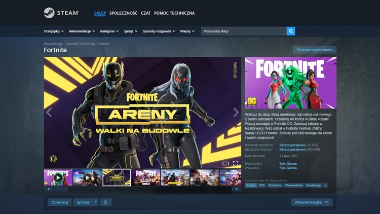 Fortnite na Steamie