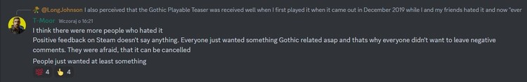 Fani obawiali się skasowania Gothic Remake, dlatego wystawiali demu pozytywnie opinie, Gracze znienawidzili demo Gothic Remake. Dlaczego wysyłali pozytywne opinie?