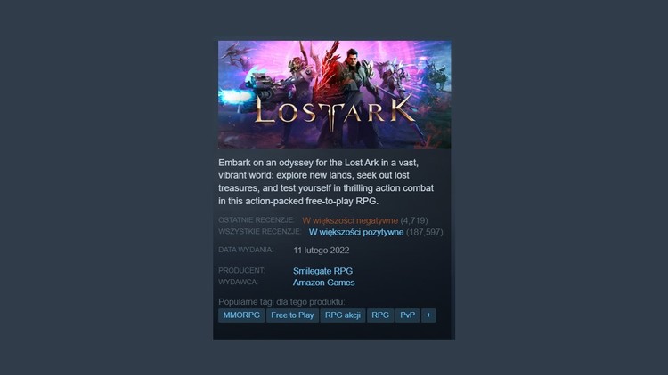 Lost Ark miażdżone na Steam. Wszystko przez falę bezpodstawnych banów