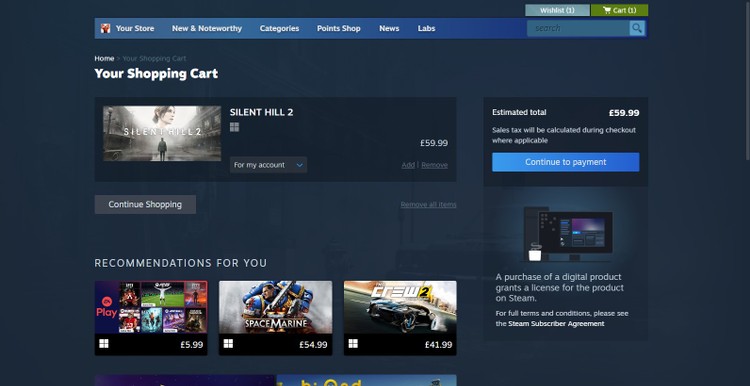 Steam – informacja o zakupie licencji na grę