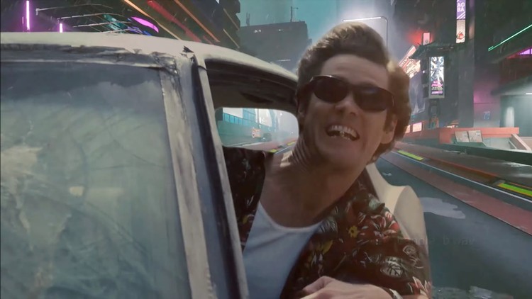 Jim Carrey jako Ace Ventura odwiedza Night City. Świetna parodia Cyberpunka 2077