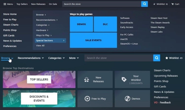 Steam otrzyma nowy wygląd, Steam przejdzie spory lifting. Wyciek ujawnia nowy wygląd sklepu