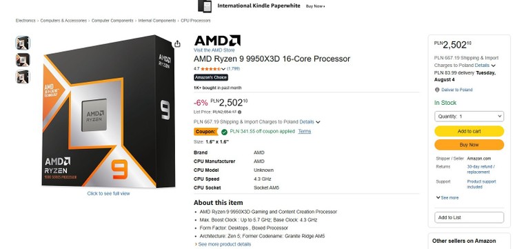 AMD Ryzen 9 9950X3D w rekordowo niskiej cenie. Czy trend z USA przyjdzie do PL?