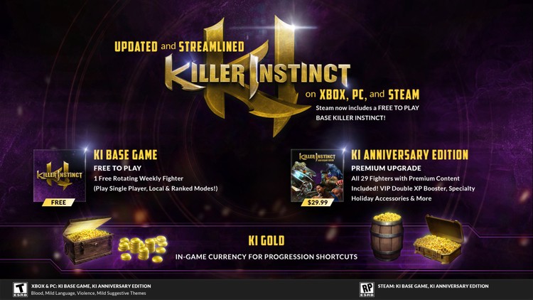 Killer Instinct przechodzi na free-to-play na Steamie z okazji 10. rocznicy premiery, Doceniona przez graczy bijatyka przejdzie na model free-to-play na Steamie