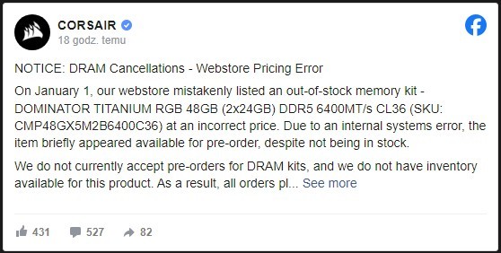 Afera z zakupem komputera Corsair, Zwykły błąd czy brzydka zagrywka? Corsair anulował zamówienie na komputer, żeby podnieść jego cenę