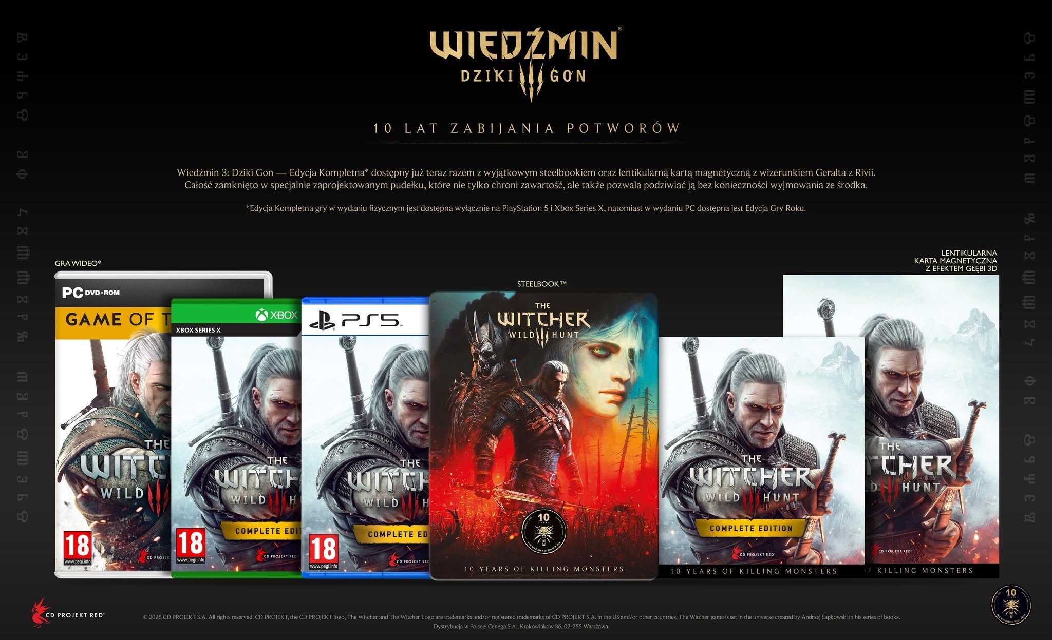 Wiedźmin 3: Dziki Gon w specjalnym wydaniu rocznicowym. Steelbook w Edycji Kompletnej i Edycji Gry Roku